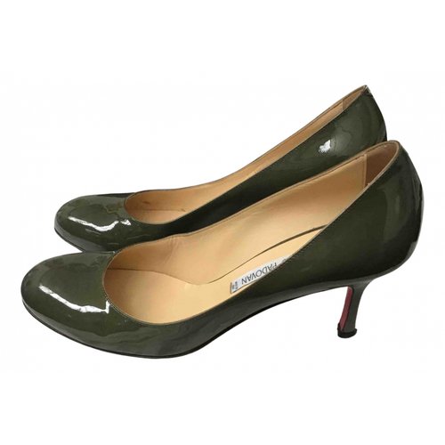 Pre-owned Luciano Padovan Patent Leather Heels In Khaki