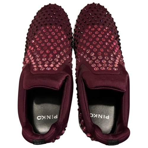 Pre-owned Pinko Cloth Trainers In Burgundy