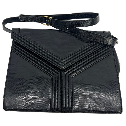 Pre-owned Saint Laurent Lizard Handbag In Black