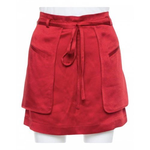 Pre-owned Valentino Silk Mini Skirt In Red