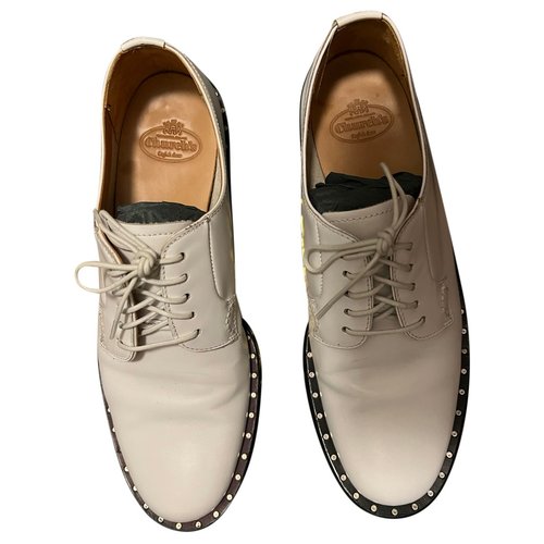 Pre-owned Church's Patent Leather Lace Ups In White