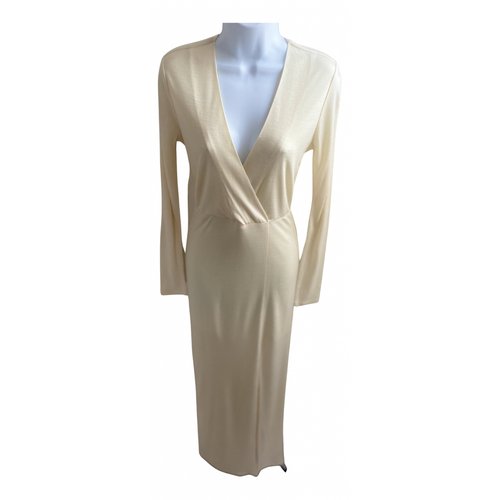 Pre-owned Alice And Olivia Wool Maxi Dress In Beige