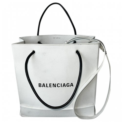 Pre-owned Balenciaga Shopping North South Leather Crossbody Bag In White