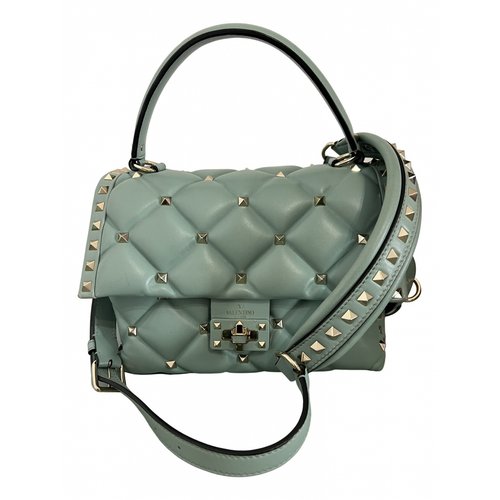 Pre-owned Valentino Garavani Candystud Leather Handbag In Green