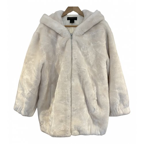 Pre-owned Donna Karan Faux Fur Coat In White