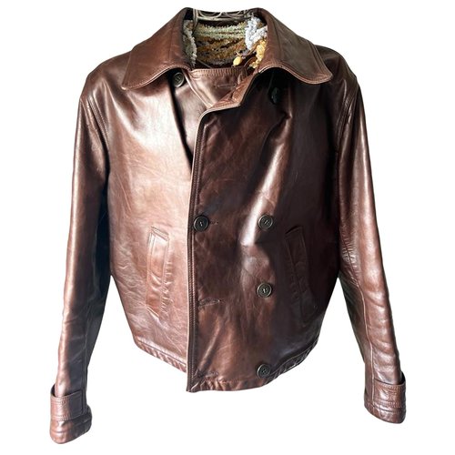 Pre-owned Emporio Armani Leather Jacket In Brown