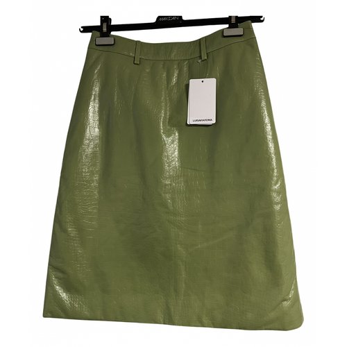 Pre-owned Dodo Bar Or Vegan Leather Mid-length Skirt In Green
