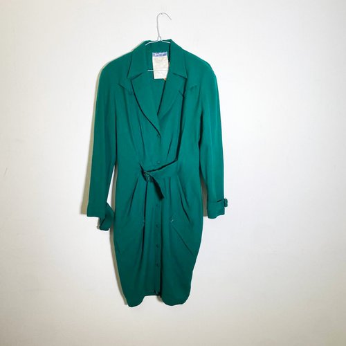 Pre-owned Mugler Wool Mid-length Dress In Green