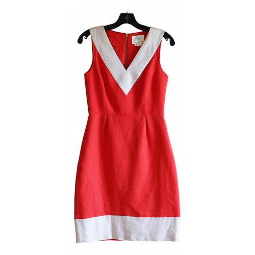 Pre-owned Kate Spade Linen Mid-length Dress In Red