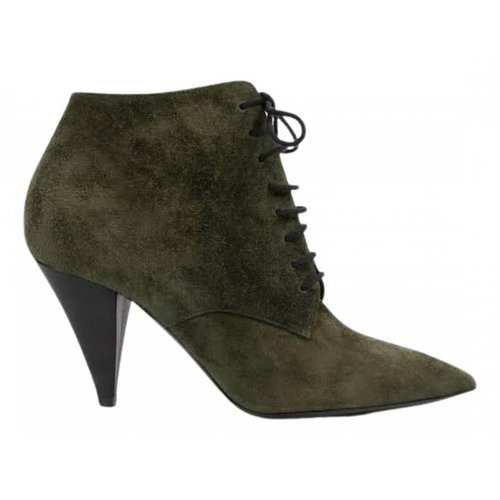 Pre-owned Saint Laurent Ankle Boots In Green