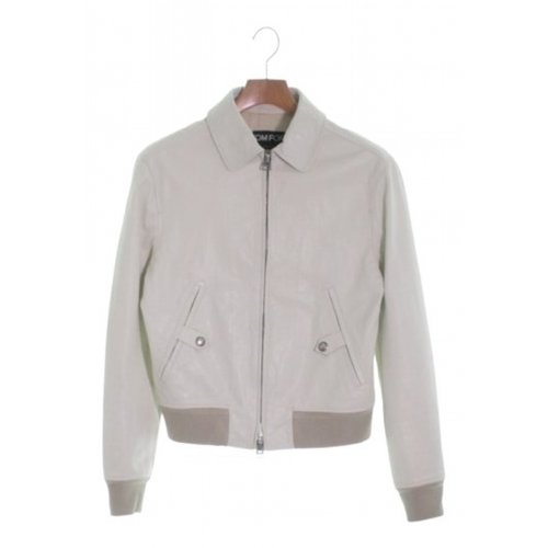 Pre-owned Tom Ford Leather Jacket In White