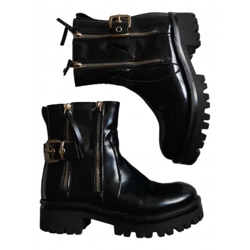 Pre-owned Atos Lombardini Leather Ankle Boots In Black