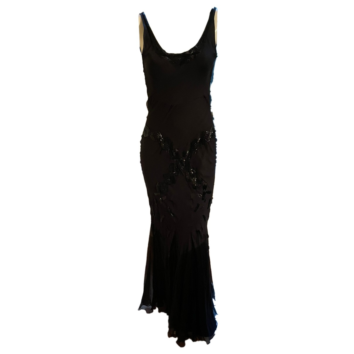 Pre-owned Dior Silk Maxi Dress In Black 