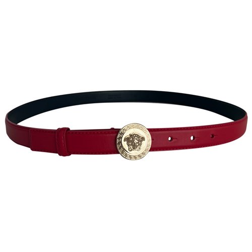 Pre-owned Versace Medusa Leather Belt In Red