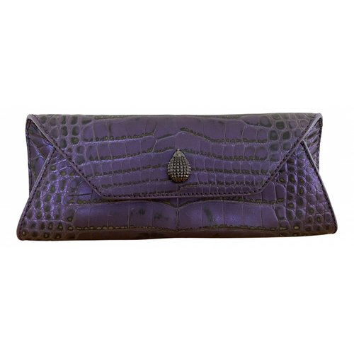 Pre-owned Ethan K Leather Clutch Bag In Purple