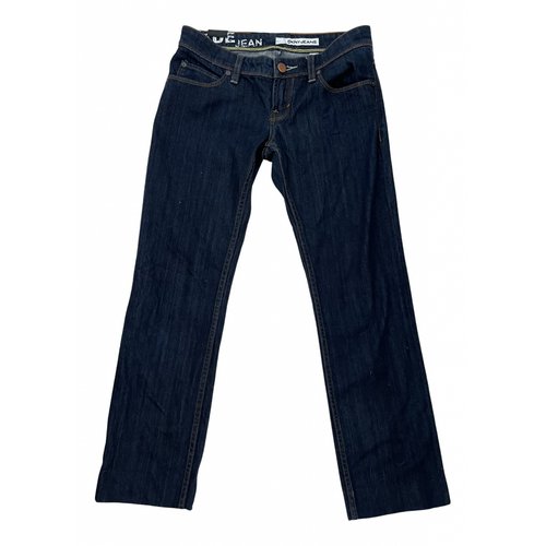 Pre-owned Dkny Straight Pants In Blue