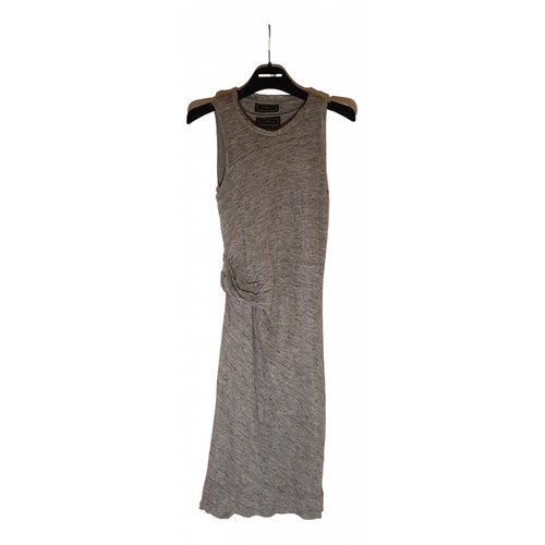Pre-owned By Malene Birger Linen Mid-length Dress In Grey