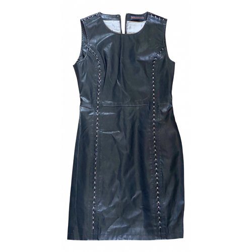 Pre-owned Trussardi Leather Mid-length Dress In Black