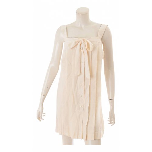 Pre-owned Chanel Silk Mini Dress In Beige