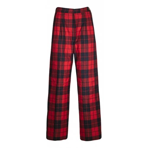 Pre-owned Valentino Wool Trousers In Red