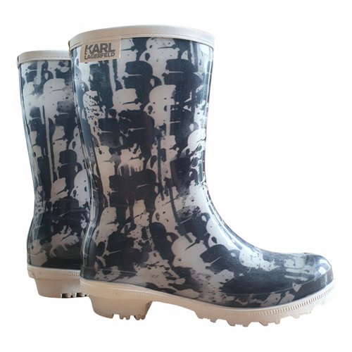 Pre-owned Karl Lagerfeld Wellington Boots In Anthracite
