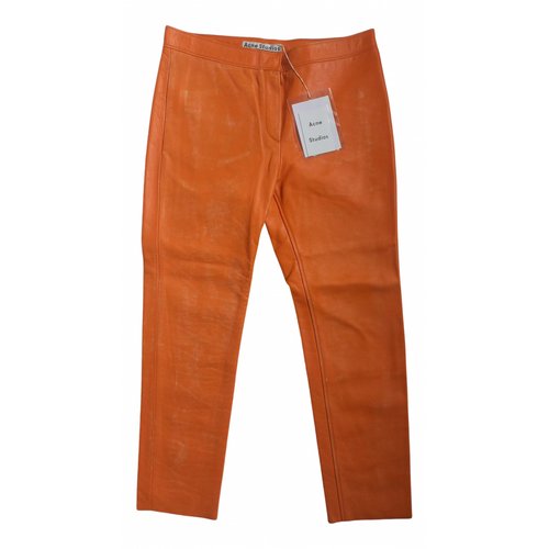 Pre-owned Acne Studios Leather Trousers In Orange