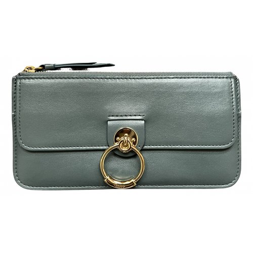 Pre-owned Chloé Leather Card Wallet In Grey