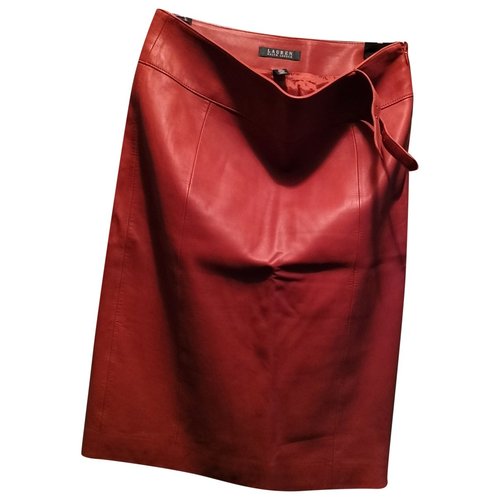 Pre-owned Lauren Ralph Lauren Leather Mid-length Skirt In Brown
