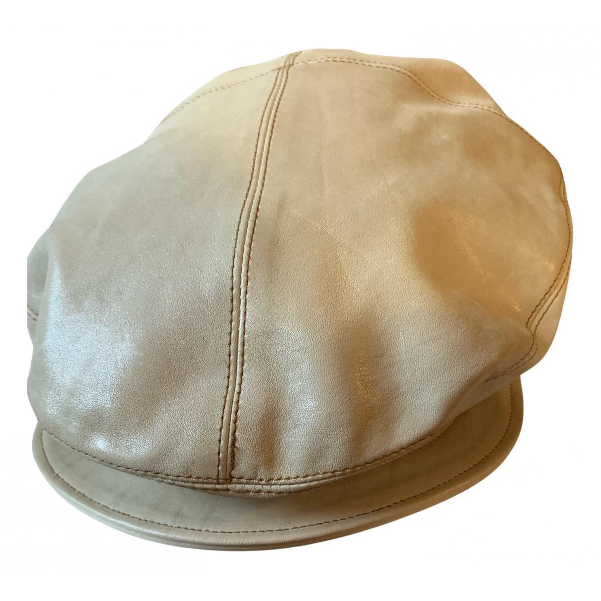 Pre-owned Dior Leather Cap In Ecru 