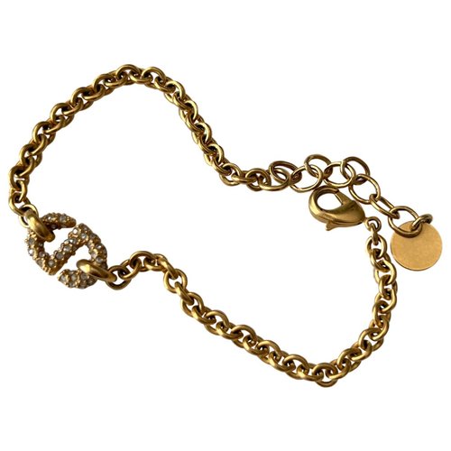 Pre-owned Dior Cd Navy Bracelet In Gold
