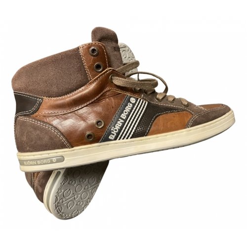Pre-owned Bjorn Borg Leather High Trainers In Brown
