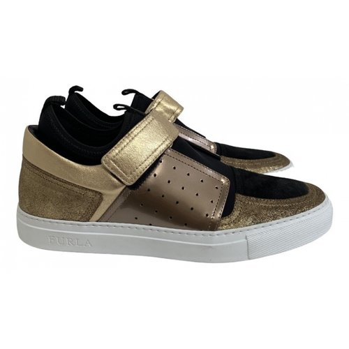 Pre-owned Furla Leather Trainers In Gold