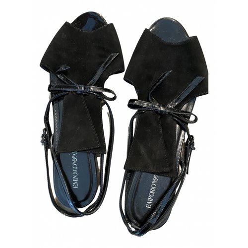Pre-owned Giorgio Armani Leather Sandal In Black