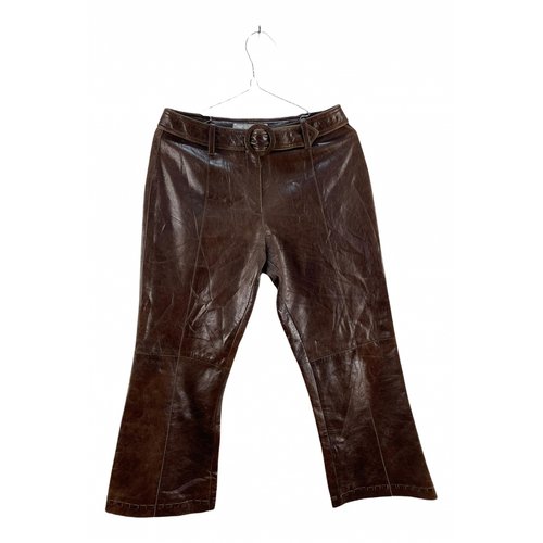 Pre-owned Chloé Leather Trousers In Brown