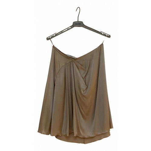 Pre-owned Prada Silk Mini Skirt In Gold