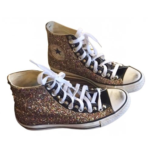 Pre-owned Converse Vegan Leather Trainers In Multicolour