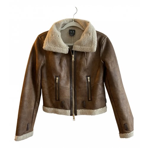 Pre-owned Emporio Armani Vegan Leather Jacket In Camel
