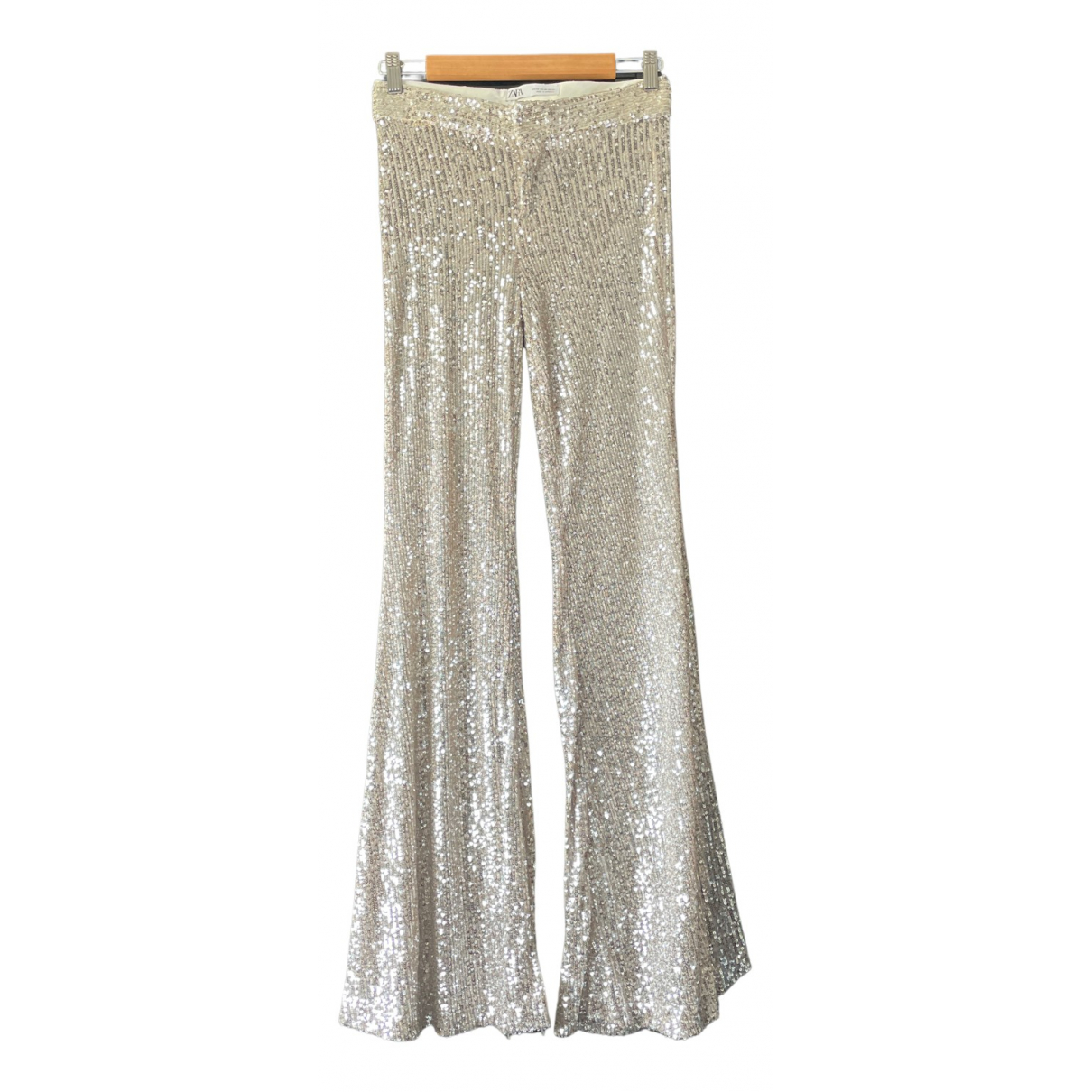 Zara Trousers In Metallic | ModeSens