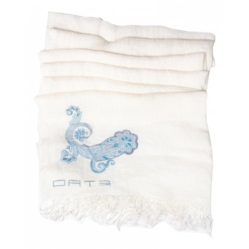 Pre-owned Etro Linen Scarf In White