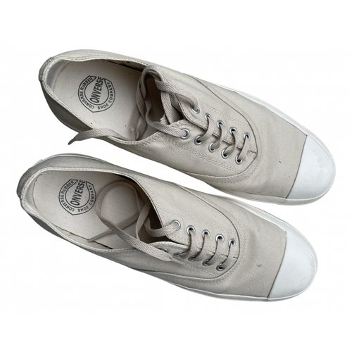 Pre-owned Converse Cloth Low Trainers In Beige
