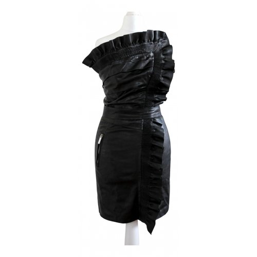 black halter leather dress Halter Neck Black Leather Mini Dress main image 0
