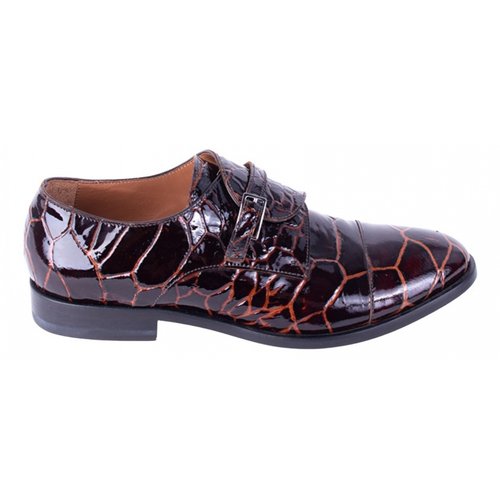 Pre-owned Emporio Armani Patent Leather Flats In Brown