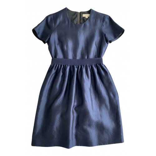 Pre-owned Burberry Silk Dress In Navy