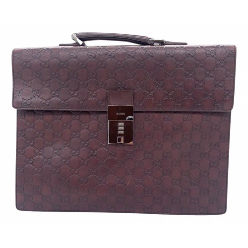 Pre-owned Gucci Leather Bag In Burgundy