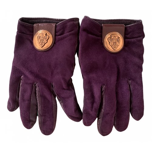 Pre-owned Gucci Leather Mittens In Purple