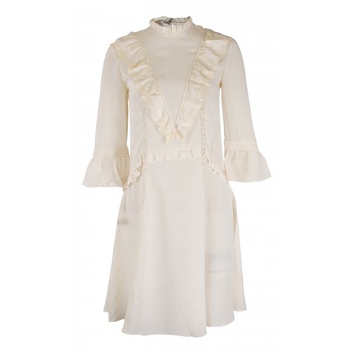 Pre-owned Miu Miu Silk Mid-length Dress In White