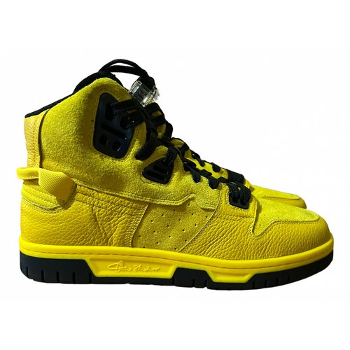 Pre-owned Acne Studios Leather High Trainers In Yellow