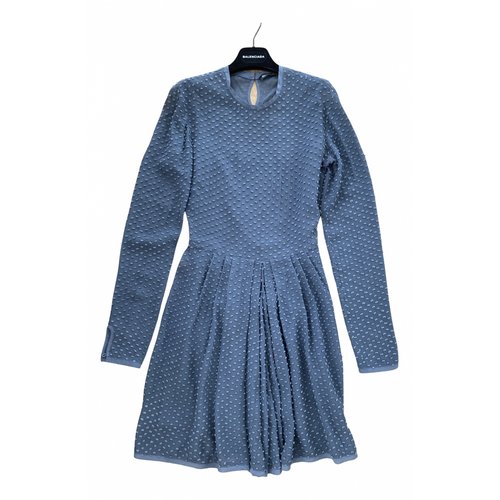 Pre-owned Balenciaga Silk Mid-length Dress In Blue