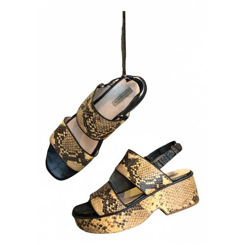 Pre-owned Dries Van Noten Leather Sandals In Yellow