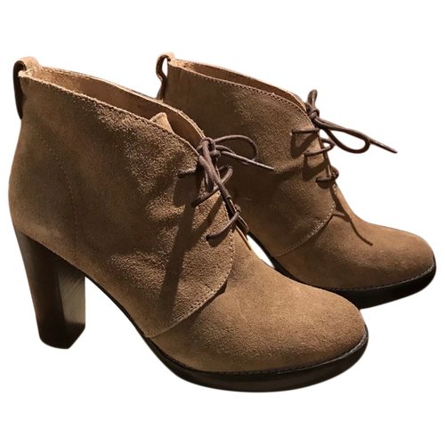 Pre-owned Hobbs Lace Up Boots In Beige